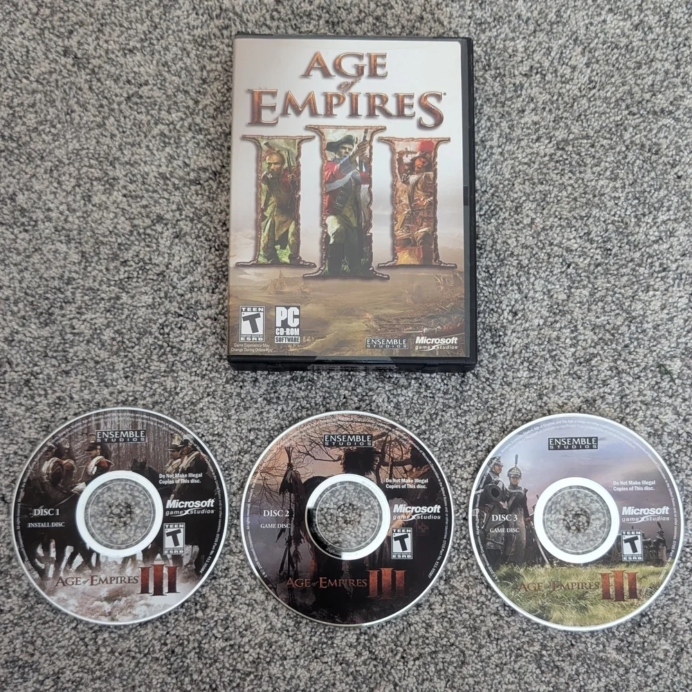 PC Game Age of Empires III Microsoft 3 Disc Set 2005 Video Game w/ Product Key